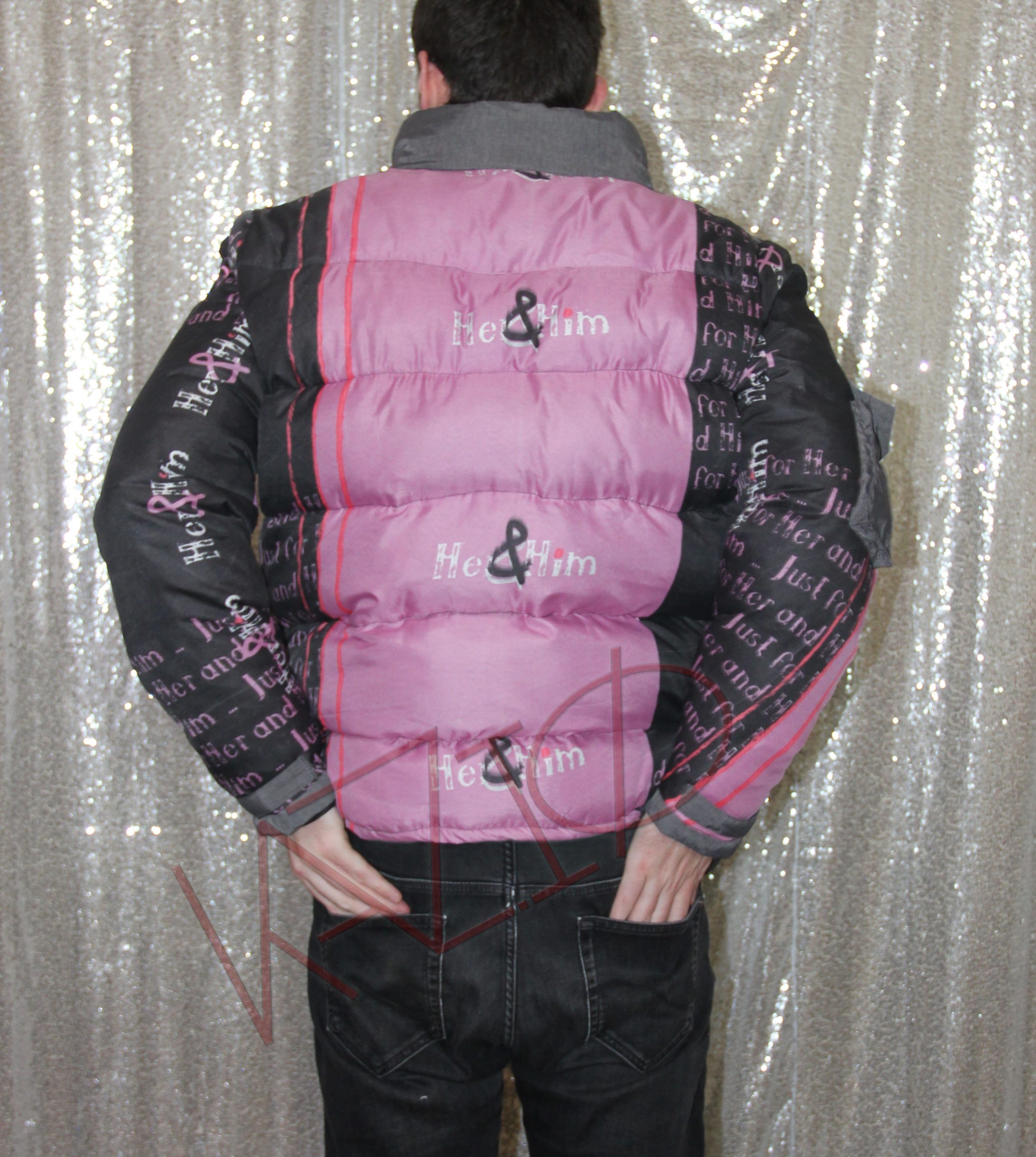 Doudoune mixte noire, gris et rose – Image 4