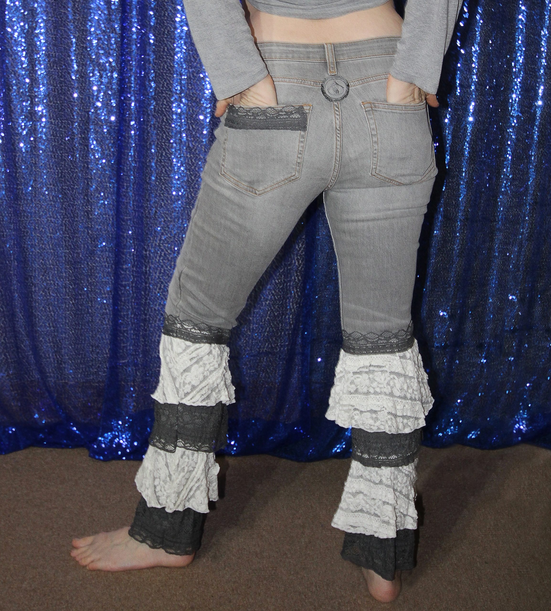 Jean gris pattes d'eph en dentelles – Image 2