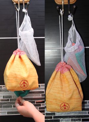 Distributeur jaune et vichy rouge