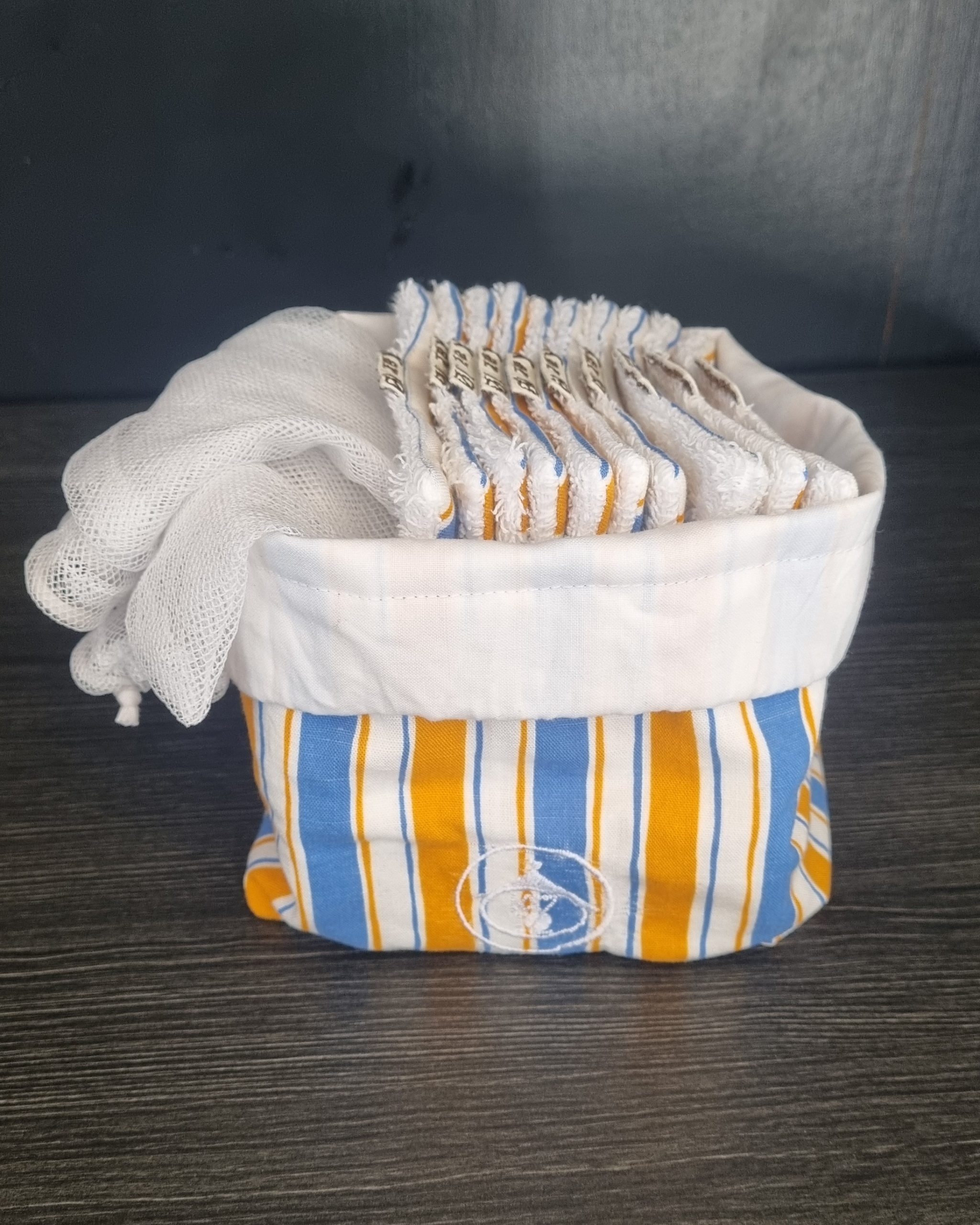 Distributeur rayures oranges et bleues – Image 3