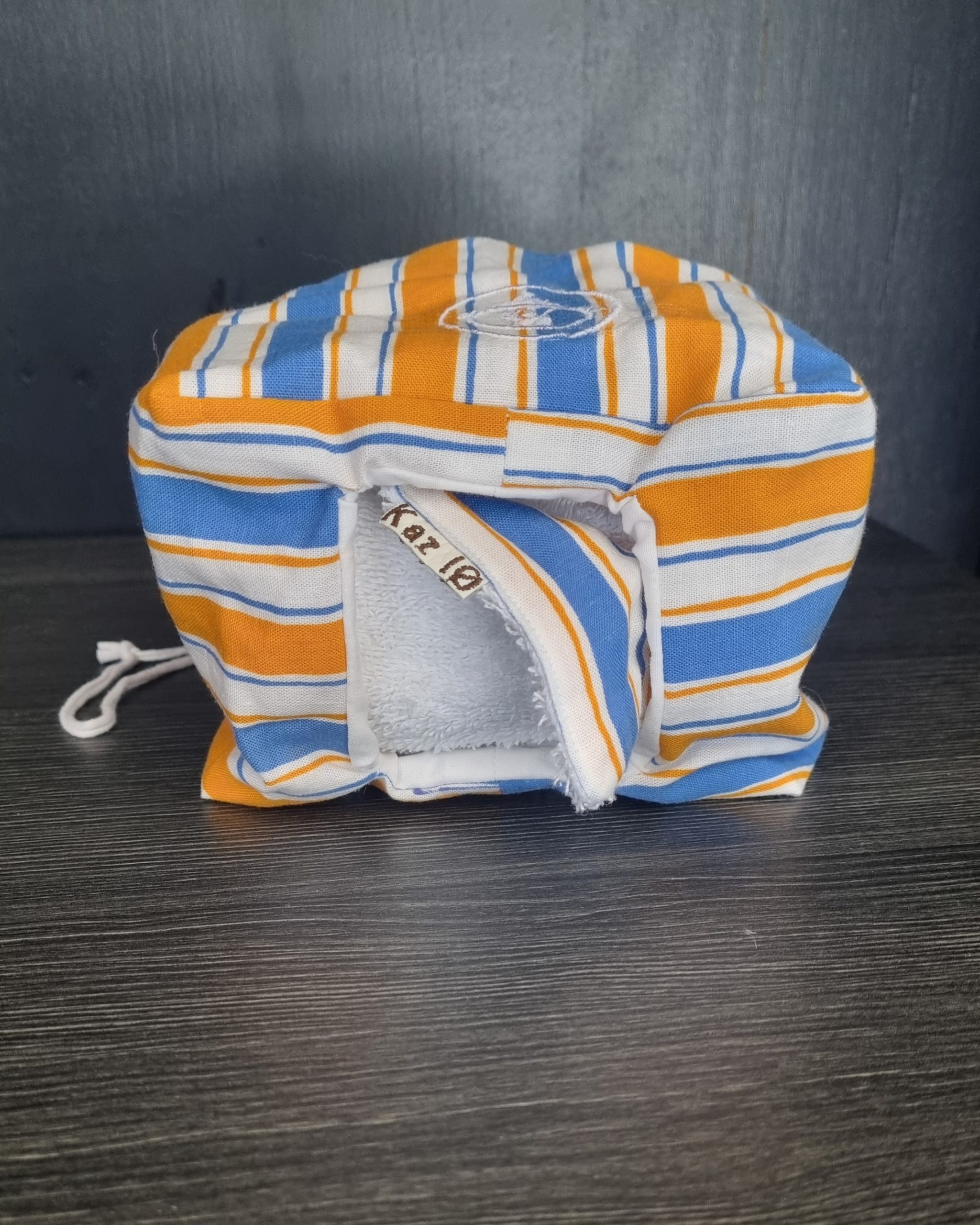 Distributeur rayures oranges et bleues – Image 2